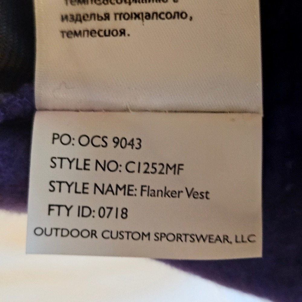 Columbia ECU Pirates Flanker Fleece Vest Purple Medium Embroidered Logo Licensed - Picture 7 of 8